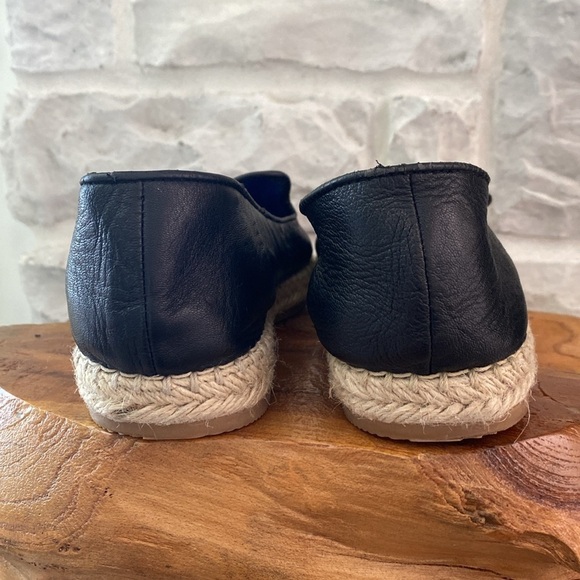 Jeffrey Campbell Abide Black Leather Rounded Toe Espadrille Slip On Loafer 8.5 - Picture 5 of 16